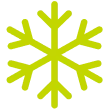 Yellow snowflake icon with a gray outline on a black background.