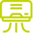 A yellow, pixelated icon resembling a computer monitor with three horizontal lines on its screen and lines extending downward, on a transparent background.