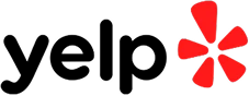 Yelp logo featuring the word “Yelp” in black lowercase letters followed by a red burst-shaped symbol.